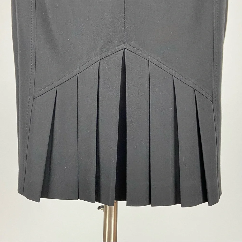 Jana Kos Womens Black Straight Pencil Skirt Pleated Hem size 6